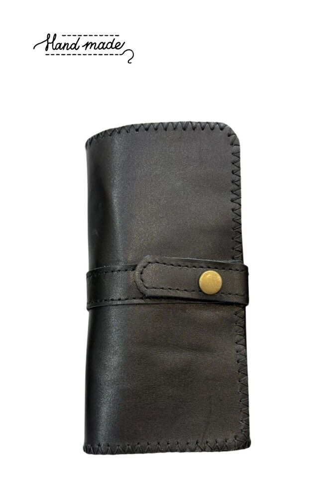 Siyah Deri 9'lu Manikür Çantası