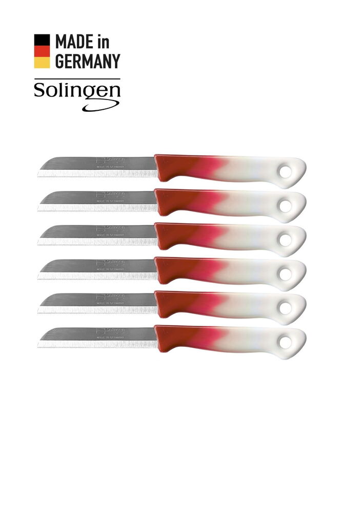 Solingen 6’lı Tırtıklı Geçişli Bordo Meyve Bıçağı