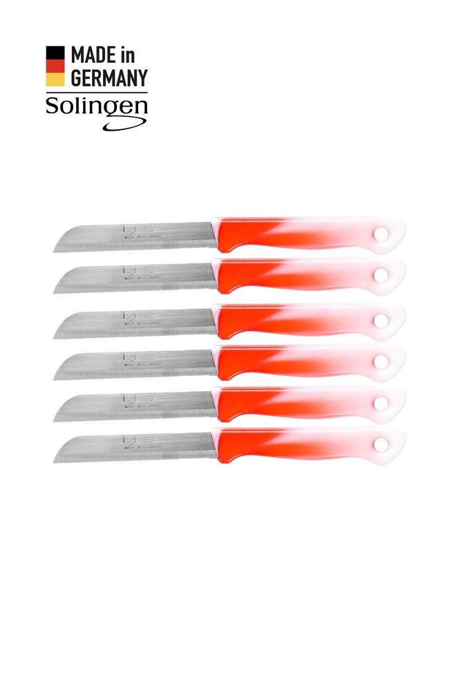 Solingen 6’lı Tırtıklı Geçişli Turuncu Meyve Bıçağı
