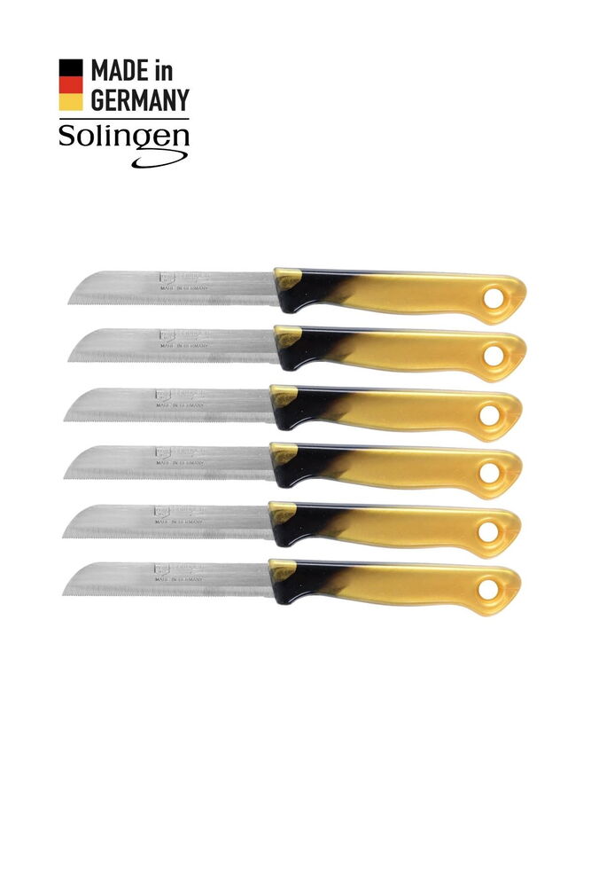 Solingen 6’lı Tırtıklı Geçişli Siyah/Gold Meyve Bıçağı