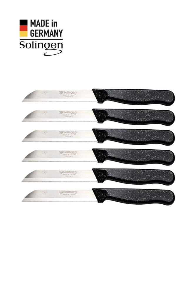 Solingen 6’lı Tırtıklı Simli Siyah Meyve Bıçağı