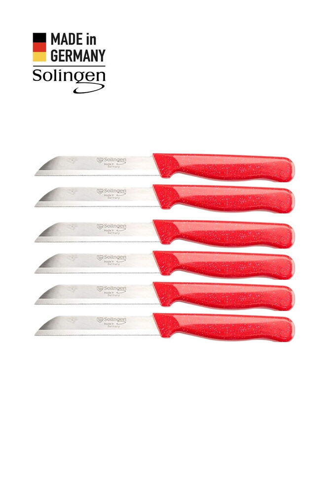 Solingen 6’lı Tırtıklı Simli Kırmızı Meyve Bıçağı
