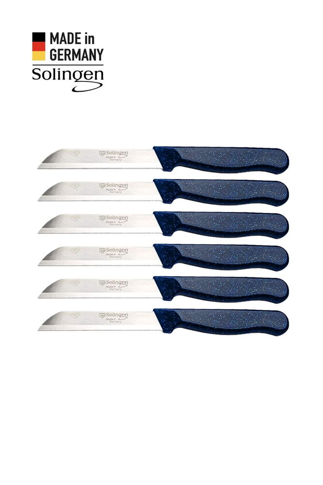 Solingen 6'lı Tırtıklı Simli Mavi Meyve Bıçağı