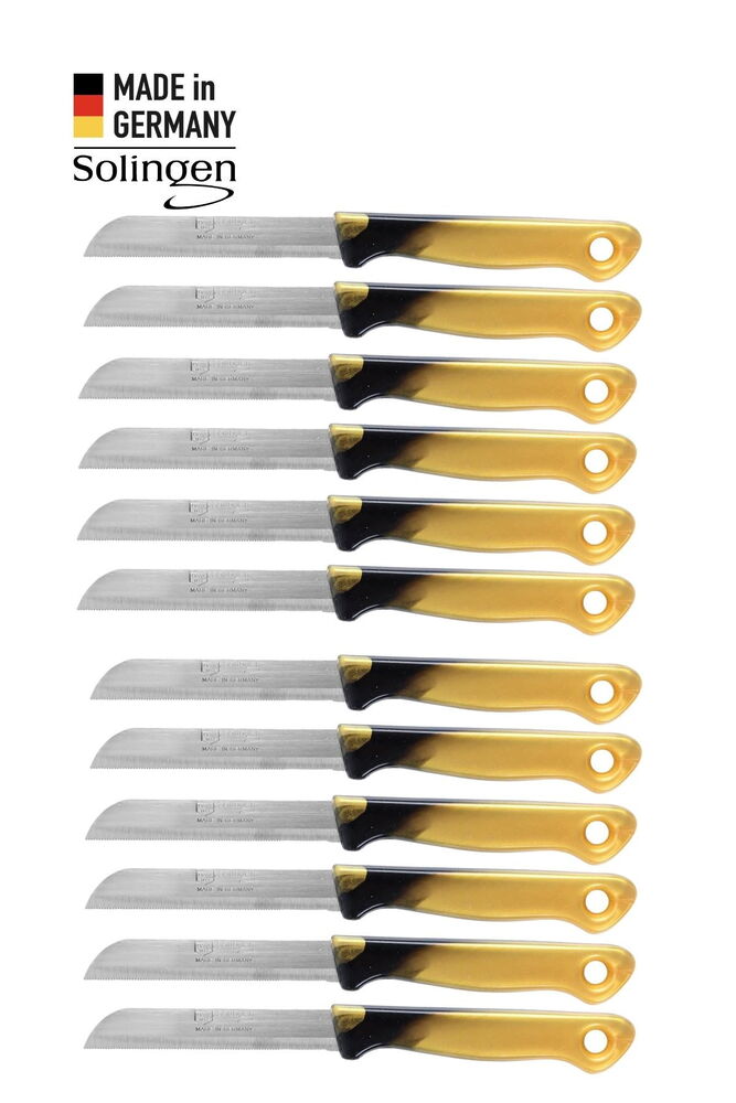 Solingen 12'li Tırtıklı Geçişli Siyah/Sarı Meyve Bıçağı