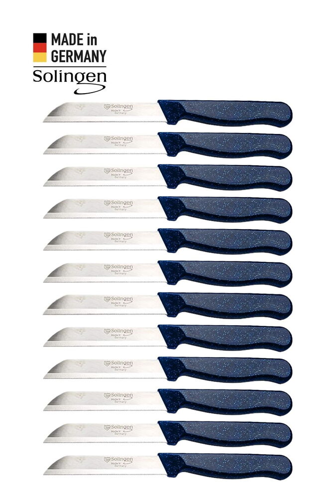 Solingen 12'li Tırtıklı Simli Mavi Meyve Bıçağı