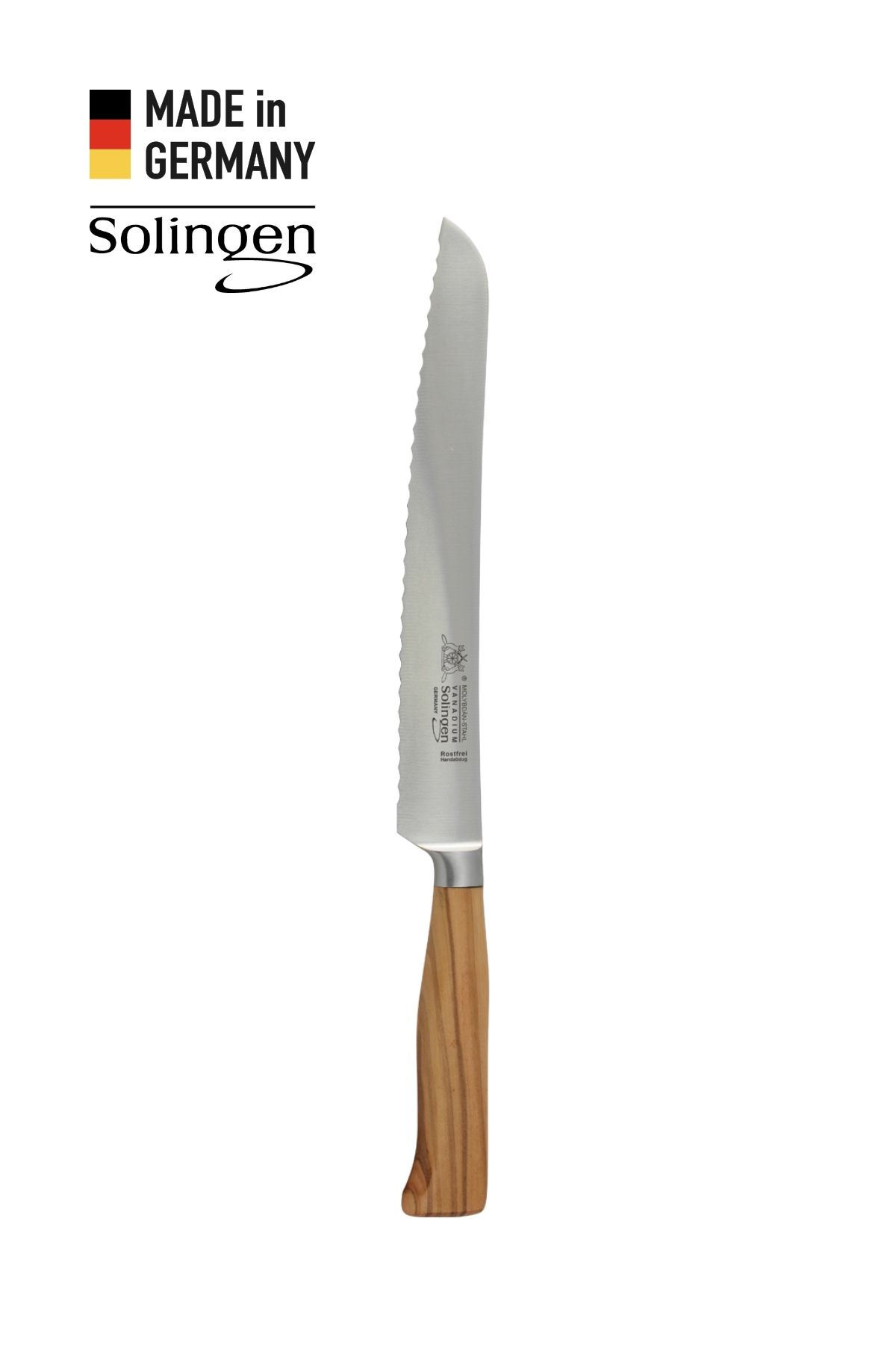 Solingen Max Melchior 21cm Zeytin Ağacı Dövme Çelik Ekmek Bıçağı