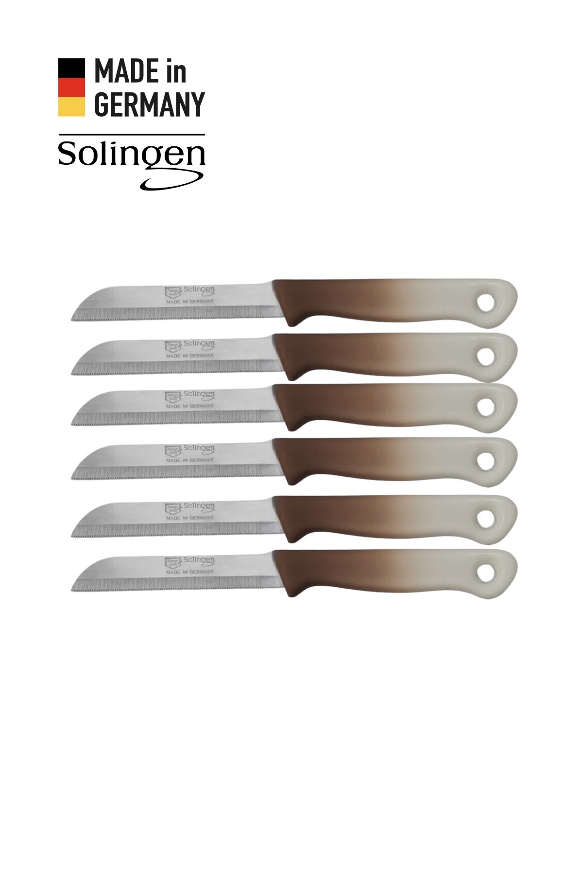Solingen 6’lı Tırtıklı Geçişli Kahverengi Meyve Bıçağı