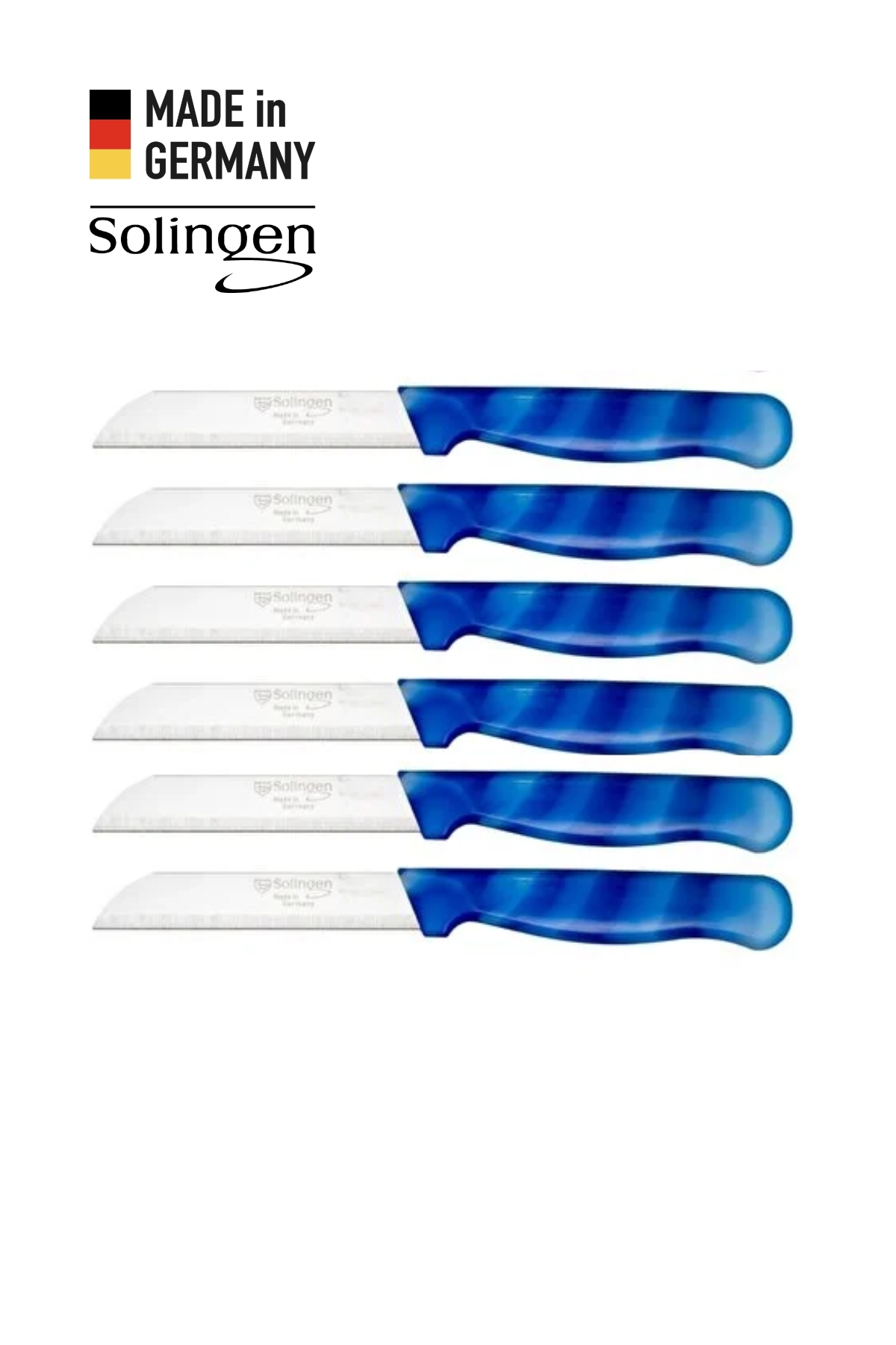 Solingen 6’lı Tırtıklı Ebruli Mavi Meyve Bıçağı