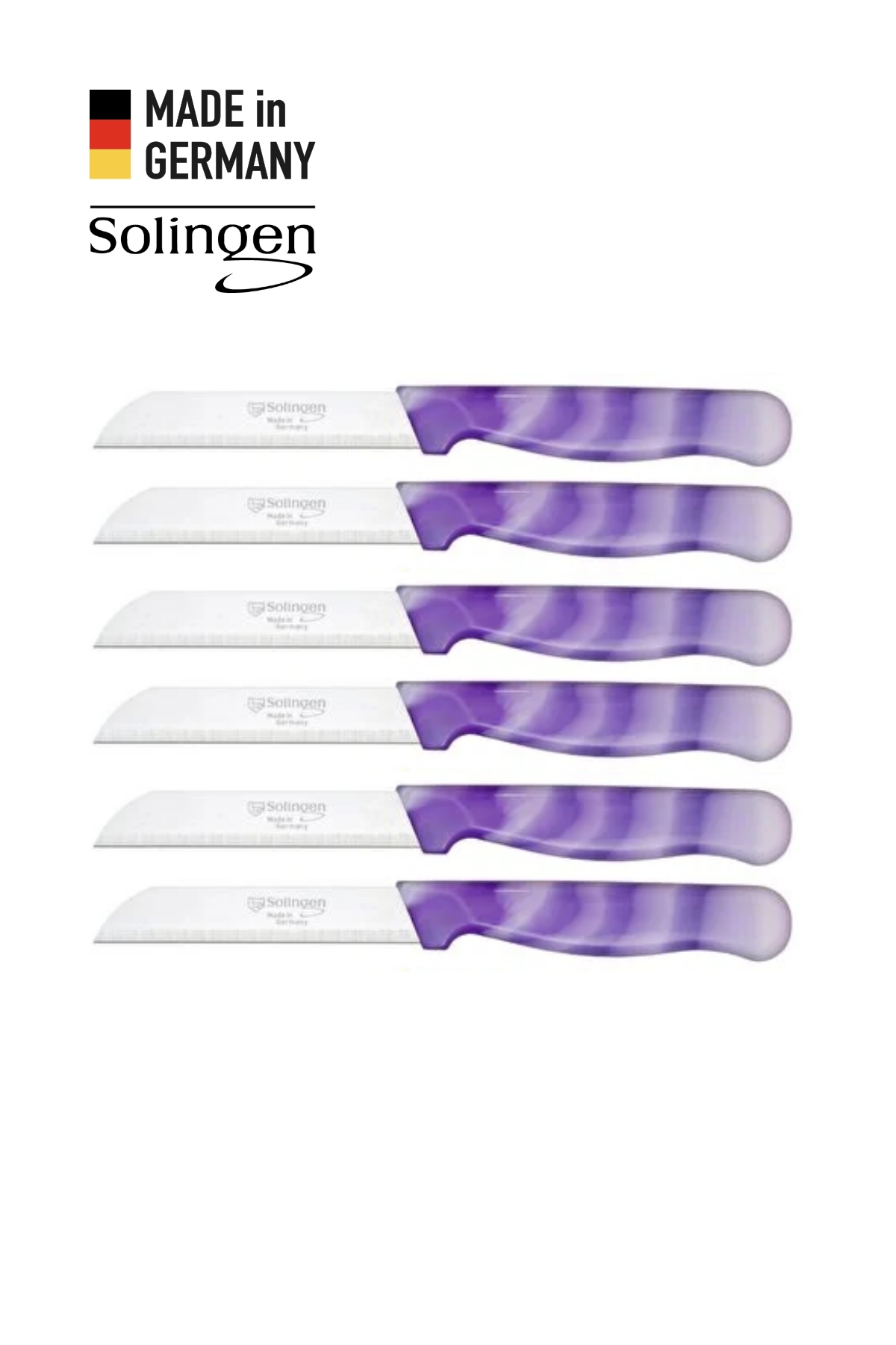 Solingen 6’lı Tırtıklı Ebruli Mor Meyve Bıçağı