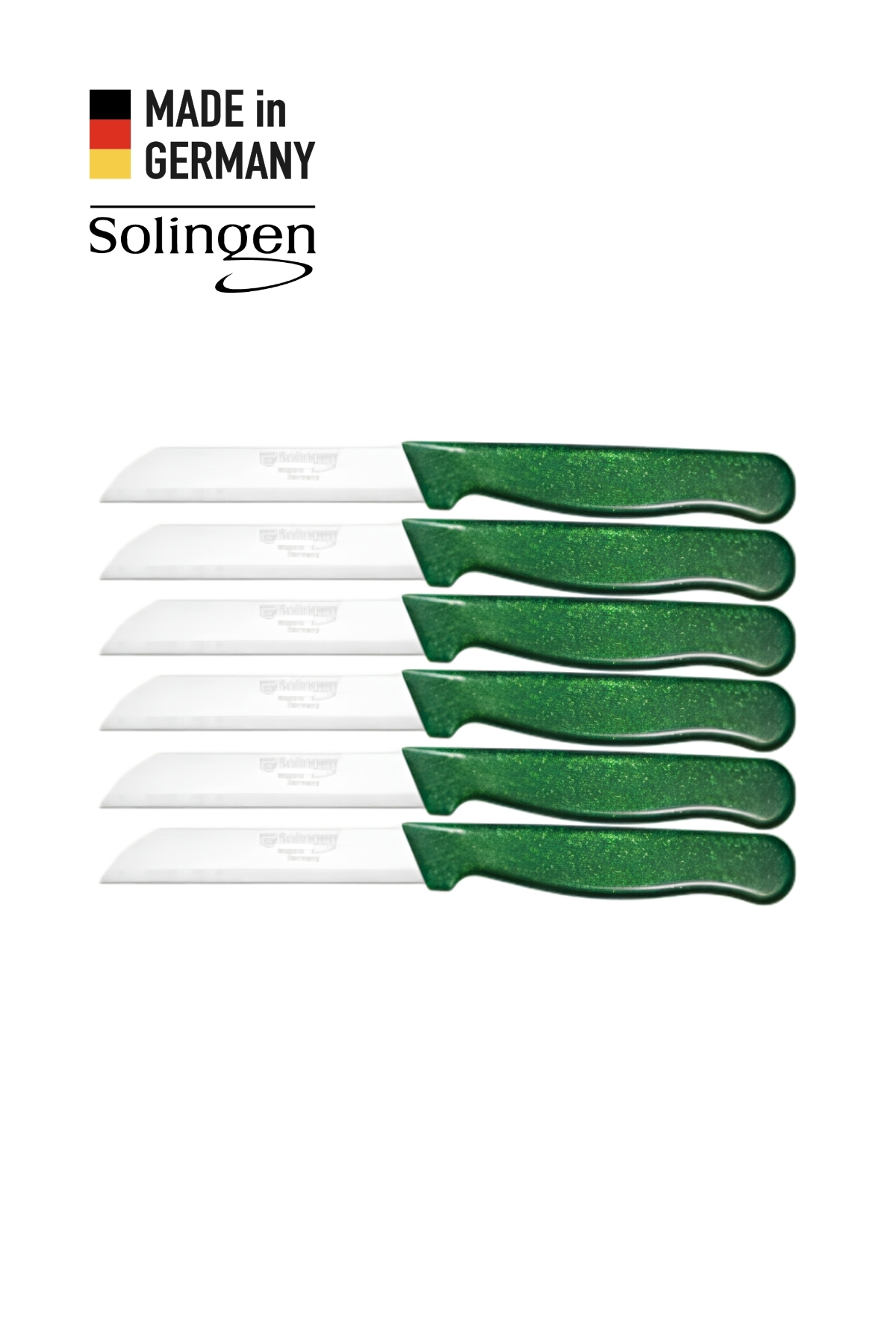 Solingen 6'lı Tırtıklı Simli Yeşil Meyve Bıçağı