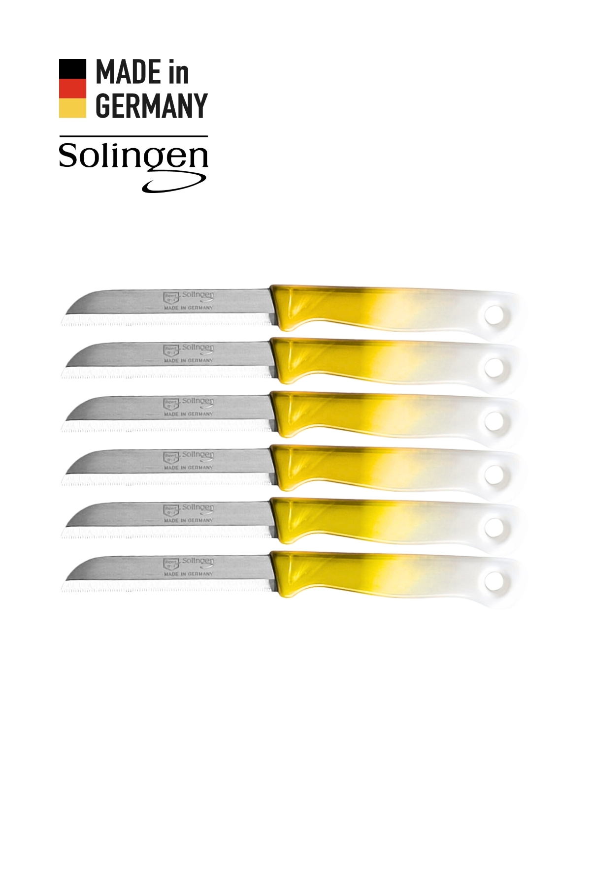 Solingen 6’lı Tırtıklı Geçişli Gold Beyaz Meyve Bıçağı