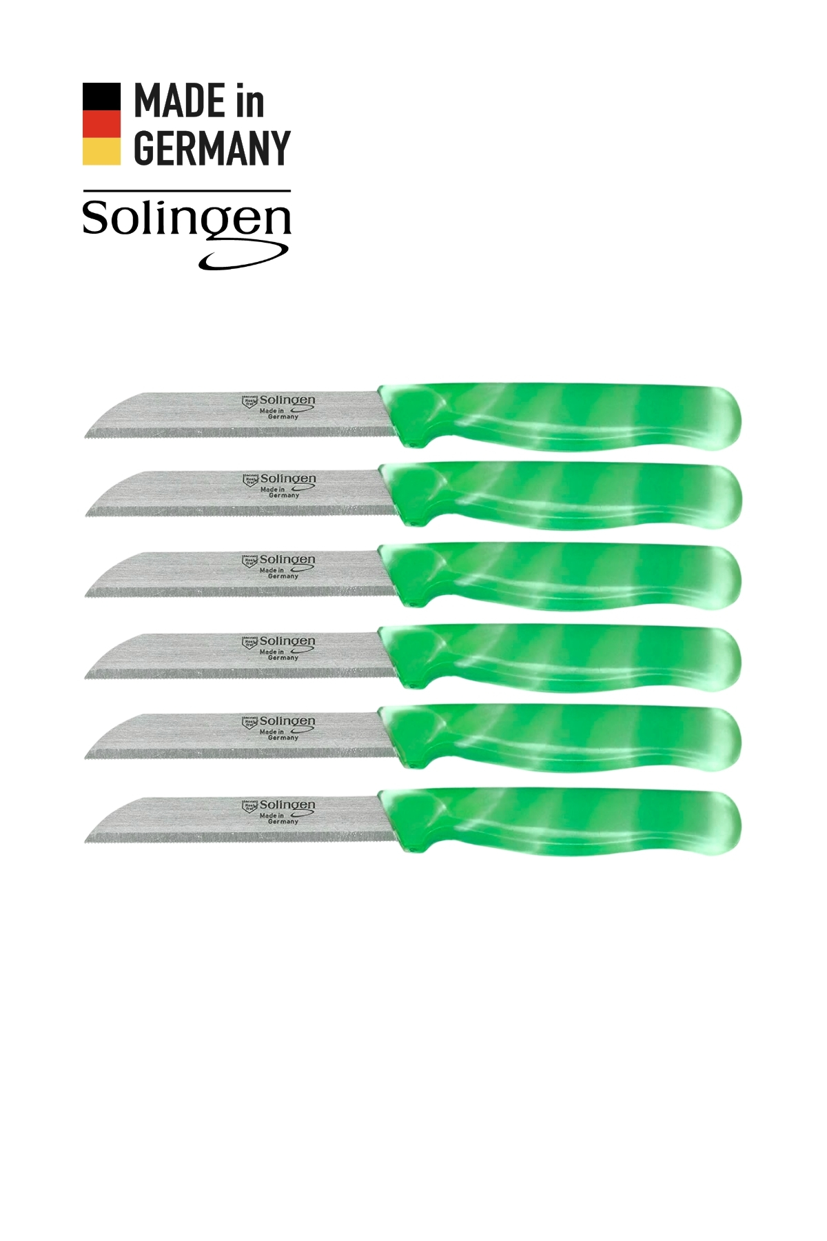 Solingen 6’lı Tırtıklı Ebruli Yeşil Meyve Bıçağı